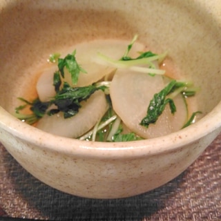茅乃舎だしで❣大根と水菜のさっと煮